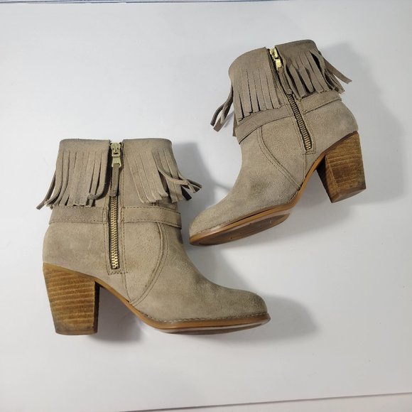 Ralph Lauren Mara Brown Suede Fringe Seamed Ankle Bootie Women's Size 6B - Picture 6 of 12